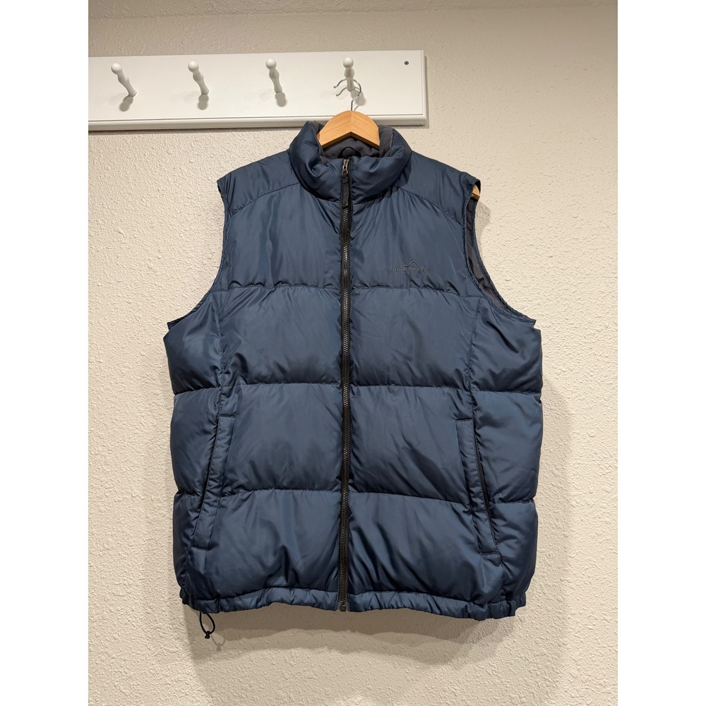 Eddie Bauer Mens Premium Goose Down Packable Puffer Vest Navy Blue L Gorpcore